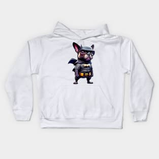 Super Frenchie: Black Superhero Suit Version 5 Kids Hoodie